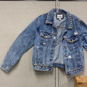 Acid was silver studded denim jacket